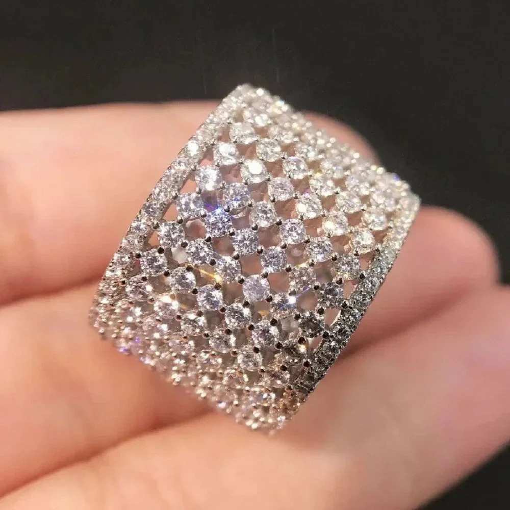 925 Silver 3a Cz Multilayer Diamonds Ring For Women Fb16fa1014